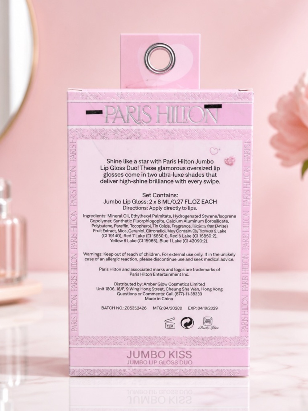 Paris Hilton Jumbo Kiss Lip Gloss Duo Pink & Red Gift Set New - Picture 2 of 2
